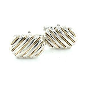 Tiffany & Co Cufflinks 18k Gold + Sterling Silver Estate TIF902